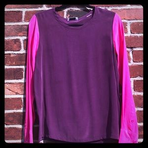 Equipment Silk L/S Color Block Blouse Sz S